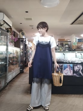「AMERICAN HOLIC（アメリカンホリック）のアイテム（ワンピース/ドレス、ブルー系）」を使った、takamiさん（レディース・159cm）の夏コーディネート