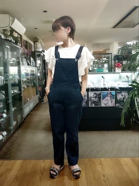 「natural couture（ナチュラルクチュール）のアイテム（サロペット/オーバーオール）」を使った、takamiさん（レディース・159cm）の夏コーディネート