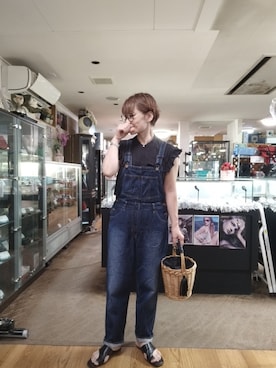 「トングサンダル」｜「アイテム（オールインワン・サロペット）」を使った、takamiさん（レディース・159cm）の夏コーディネート