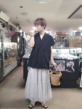 「アイテム（ベスト）」を使った、takamiさん（レディース・159cm）の夏コーディネート