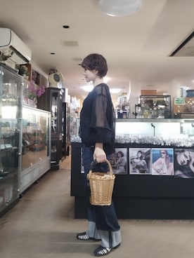 「AMERICAN HOLIC（アメリカンホリック）のグルカサンダル（サンダル、ブラック系）」を使った、takamiさん（レディース・159cm）の夏コーディネート