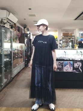 「Tシャツ×デニム」｜「アイテム（ワンピース/ドレス）」を使った、takamiさん（レディース・159cm）の夏コーディネート