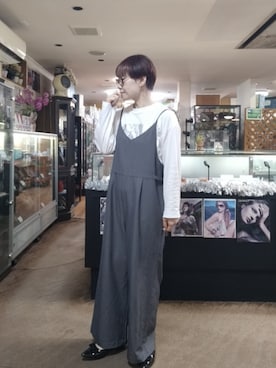 「アイテム（オールインワン・サロペット）」を使った、takamiさん（レディース・159cm）の秋コーディネート