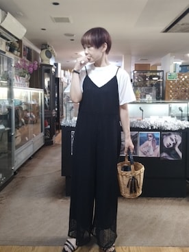 「アイテム（オールインワン・サロペット）」を使った、takamiさん（レディース・159cm）の夏コーディネート