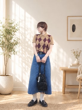 「UNIQLO（ユニクロ）のアイテム（カーディガン/ボレロ、ベージュ系）」を使った、takamiさん（レディース・159cm）の秋コーディネート