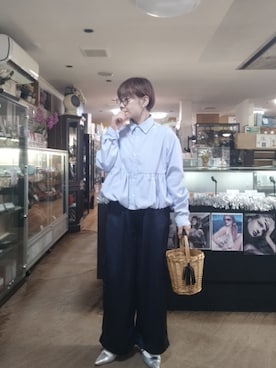 「しまむら（シマムラ）のアイテム（ニット/セーター、グレー系）」を使った、takamiさん（レディース・159cm）の春コーディネート