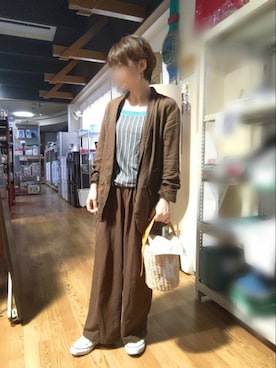 「ニットキャミソール」｜「アイテム（ジャケット/アウター）」を使った、takamiさん（レディース・159cm）の春コーディネート