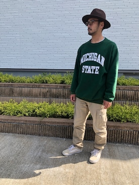 「VANS（バンズ）のアイテム（モカシン/デッキシューズ）」を使った、遊音さん（メンズ・172cm）の秋コーディネート