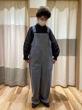 「レースブラウス」｜「アイテム（サロペット/オーバーオール）」を使った、はぎのさん（レディース・159cm）の秋コーディネート