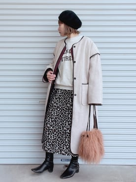 「GRL（グレイル）のアイテム（ノーカラーコート）」を使った、♡、。・S♡、。・:*:・さん（レディース・159cm）の冬コーディネート