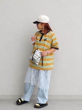 「アイテム（ピアス（両耳用））」を使った、♡、。・S♡、。・:*:・さん（レディース・159cm）の夏コーディネート