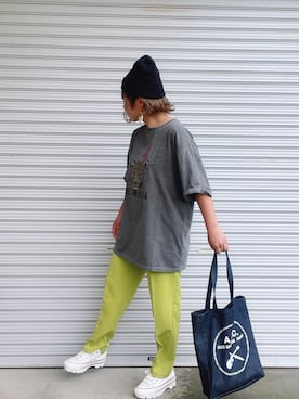 「GEVS.（ジェイヴィス）のアイテム（Tシャツ/カットソー）」を使った、♡、。・S♡、。・:*:・さん（レディース・159cm）の夏コーディネート