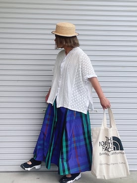 「ぽっちゃり」｜「アイテム（ベスト、ホワイト系）」を使った、♡、。・S♡、。・:*:・さん（レディース・159cm）の夏コーディネート