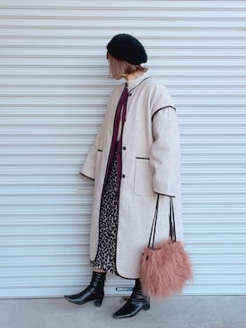「GRL（グレイル）のアイテム（ノーカラーコート）」を使った、♡、。・S♡、。・:*:・さん（レディース・159cm）の冬コーディネート