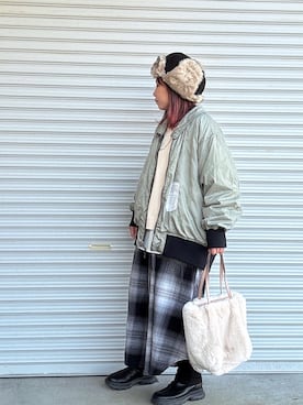 「アイテム（ブルゾン）」を使った、♡、。・S♡、。・:*:・さん（レディース・159cm）の冬コーディネート