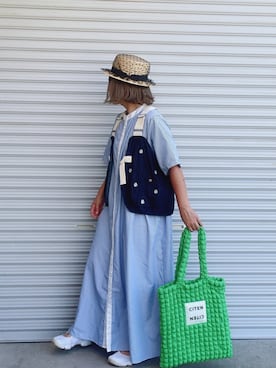 「MERLOT（メルロー）のアイテム（帽子）」を使った、♡、。・S♡、。・:*:・さん（レディース・159cm）の夏コーディネート