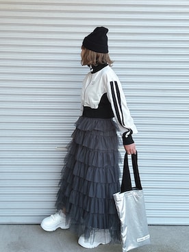 「GEVS.（ジェイヴィス）のアイテム（スカート）」を使った、♡、。・S♡、。・:*:・さん（レディース・159cm）の秋コーディネート