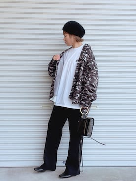 「スクエアトゥ」｜「アイテム（ハンチング/ベレー帽）」を使った、♡、。・S♡、。・:*:・さん（レディース・159cm）の秋コーディネート