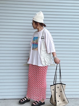 「アイテム（ニットキャップ/ビーニー）」を使った、♡、。・S♡、。・:*:・さん（レディース・159cm）の夏コーディネート