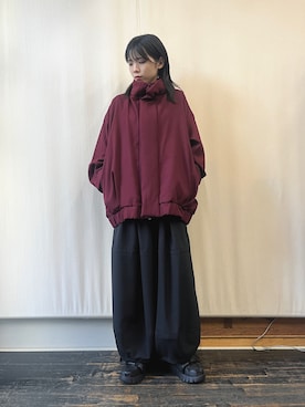 「アイテム（その他アウター、レッド系）」を使った、gommeさん（レディース・164cm）の秋コーディネート