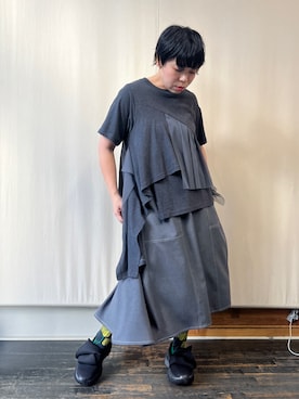 「gomme（ゴム）のアイテム（パンツ）」を使った、gommeさん（レディース・156cm）の春コーディネート