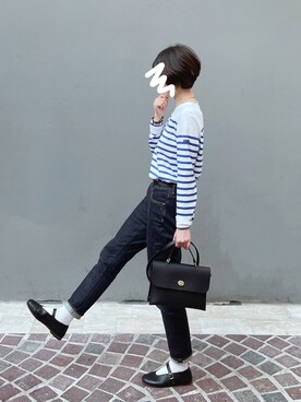 「ZOZO（ゾゾ）のスリムテーパードデニムパンツ［WOMEN］（デニムパンツ）」を使った、wakuwakuさん（レディース・165cm）の秋コーディネート