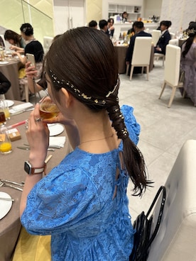 「SNIDEL（スナイデル）の【WEB限定サイズあり】Sustainableバックデザインレースワンピース（ワンピース、ブルー系）」を使った、ERIKAさん（レディース・164cm）の秋コーディネート