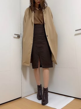 「OZOC（オゾック）のアイテム（ジャケット/アウター）」を使った、たまんさん（レディース・168cm）の冬コーディネート