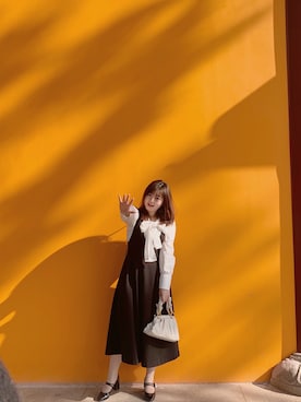 「休闲」｜「アイテム（ジャンパースカート）」を使った、Etoileさん（レディース・155cm）の秋コーディネート