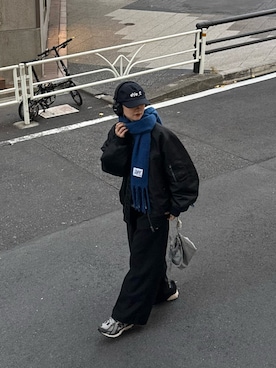 「アイテム（マフラー）」を使った、yumiさん（レディース・165cm）の秋コーディネート