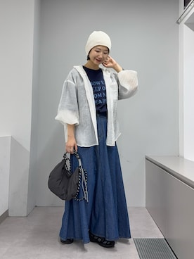 「CIAOPANIC TYPY（チャオパニックティピー）の:【ZOZO限定】【600mlペットボトル収納可能】撥水ナイロンハーフムーン2WAYBAG（ショルダーバッグ、グレー系）」を使った、yumiさん（レディース・165cm）の春コーディネート