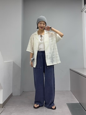 「CIAOPANIC TYPY（チャオパニックティピー）の【UNISEX】レース刺繍シャツ/WEB限定（シャツ/ブラウス、ホワイト系）」を使った、yumiさん（レディース・165cm）の春コーディネート