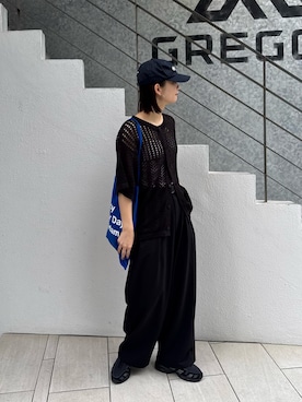 「CIAOPANIC TYPY（チャオパニックティピー）の【UNISEX】レース編みパッチワークニットカーディガン/WEB限定（カーディガン/ボレロ、ブラック系）」を使った、yumiさん（レディース・165cm）の春コーディネート