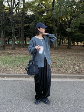 「アイテム（トートバッグ）」を使った、yumiさん（レディース・165cm）の秋コーディネート