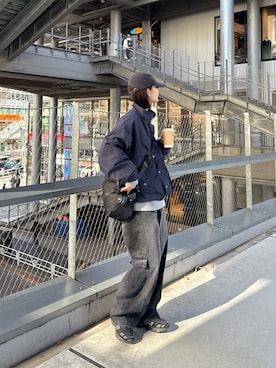 「アイテム（ナイロンジャケット）」を使った、yumiさん（レディース・165cm）の冬コーディネート