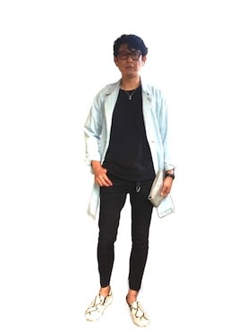 「アイテム（ミリタリージャケット）」を使った、英麿さん（メンズ・183cm・40代）の春コーディネート