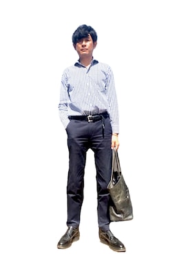 「C-PLUS（シープラス）のアイテム」を使った、英麿さん（メンズ・183cm）の春コーディネート