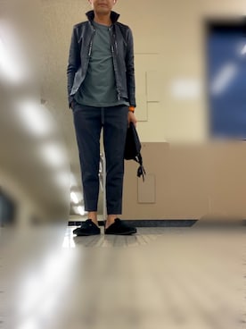 「アイテム（ライダースジャケット）」を使った、英麿さん（メンズ・183cm・40代）の秋コーディネート