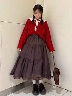 「アイテム（付け襟）」を使った、flowerさん（レディース・154cm）の冬コーディネート