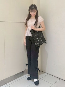 「ブラウスコーデ」｜「アイテム（アクセサリー）」を使った、flowerさん（レディース・161cm）の夏コーディネート