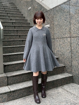 「アイテム（ブローチ/コサージュ）」を使った、flowerさん（レディース・155cm）の秋コーディネート