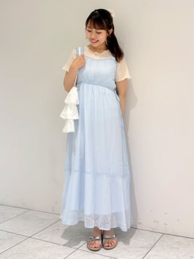 「flower（フラワー）のデイリーシアーティーズ（Tシャツ/カットソー、ホワイト系）」を使った、flowerさん（レディース・164cm）の夏コーディネート