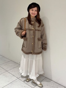 「アイテム（ハンチング/ベレー帽）」を使った、flowerさん（レディース・147cm）の秋コーディネート