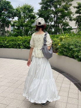 「花柄トップス」｜flowerさん（レディース・154cm）の夏コーディネート