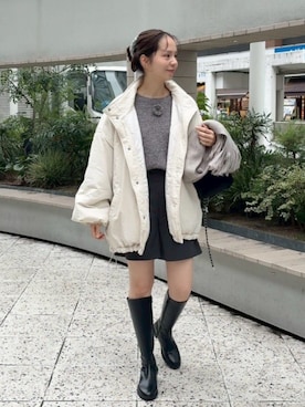 「アイテム（ナイロンジャケット）」を使った、flowerさん（レディース・160cm）の冬コーディネート