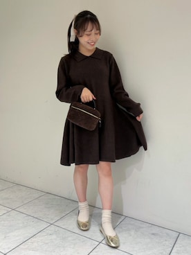 「アイテム（ノーカラーコート）」を使った、flowerさん（レディース・151cm）の秋コーディネート