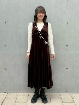 「ティアードワンピース」｜flowerさん（レディース・164cm）の秋コーディネート