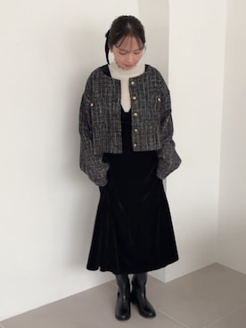 「アイテム（ノーカラージャケット）」を使った、flowerさん（レディース・160cm）の秋コーディネート
