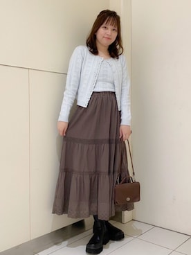 「ニットカーディガン」｜flowerさん（レディース・160cm）の秋コーディネート