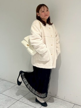 「アイテム（ムートンコート）」を使った、flowerさん（レディース・153cm）の秋コーディネート